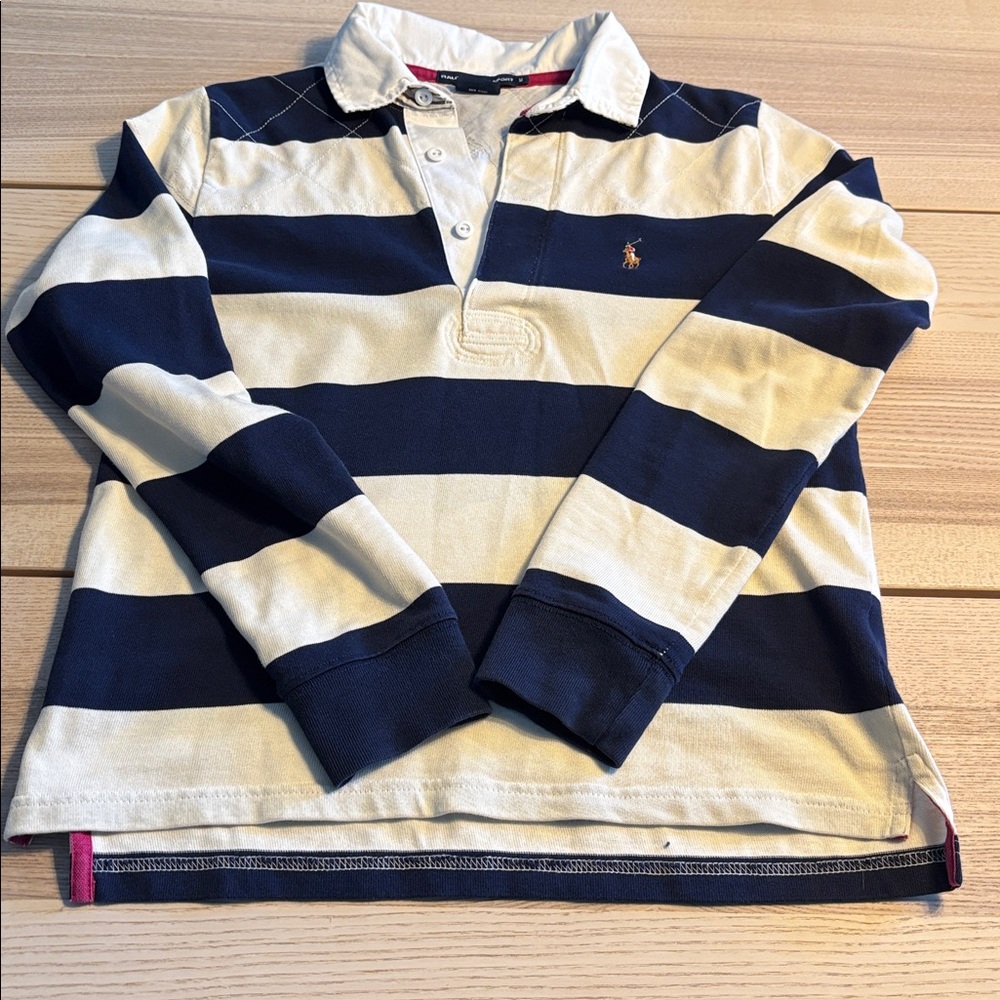Striped Navy and White Polo Shirt
